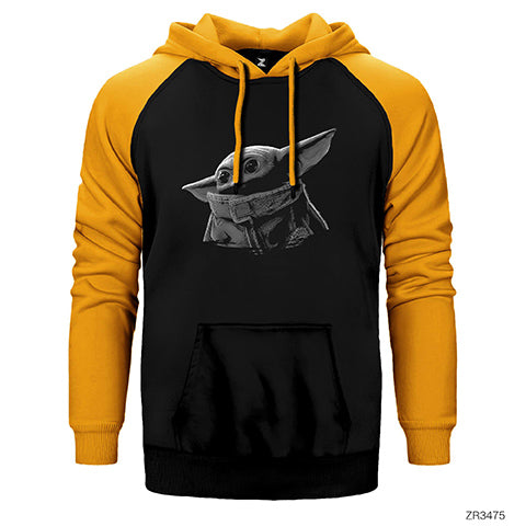 Yoda BW Çift Renk Reglan Kol Sweatshirt / Hoodie