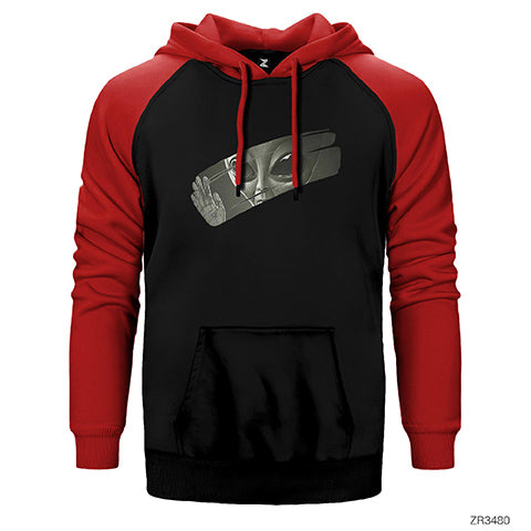 Alien Behind Glass Çift Renk Reglan Kol Sweatshirt / Hoodie