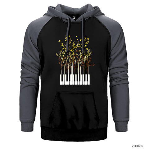 Doğa Ormanı Çift Renk Reglan Kol Sweatshirt / Hoodie