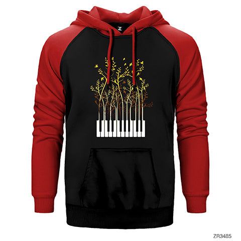 Doğa Ormanı Çift Renk Reglan Kol Sweatshirt / Hoodie