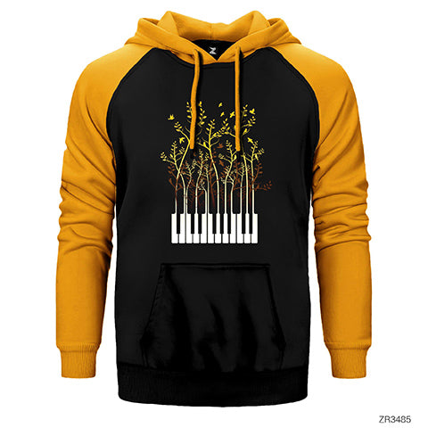 Doğa Ormanı Çift Renk Reglan Kol Sweatshirt / Hoodie