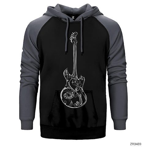 Gitar Müzik Aşkı Çift Renk Reglan Kol Sweatshirt / Hoodie