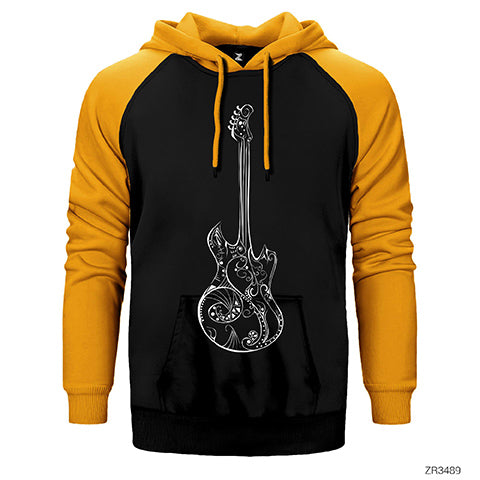 Gitar Müzik Aşkı Çift Renk Reglan Kol Sweatshirt / Hoodie