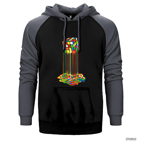 Rubix Cube Rainbow Çift Renk Reglan Kol Sweatshirt / Hoodie