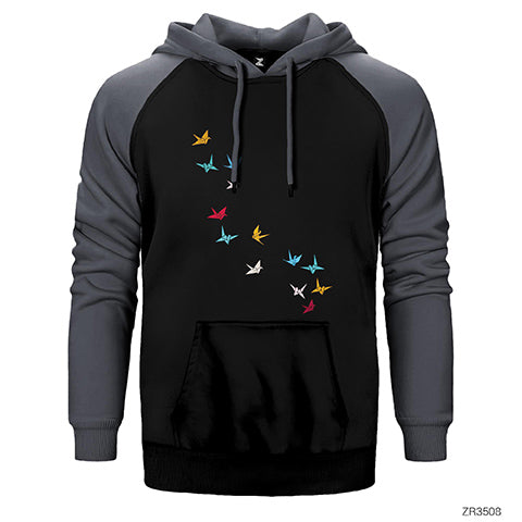 Flying Papers as Birds Çift Renk Reglan Kol Sweatshirt / Hoodie