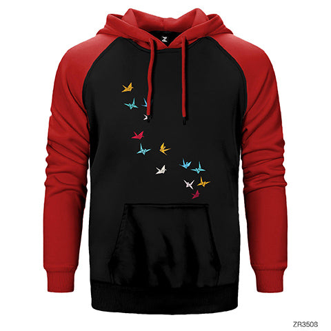 Flying Papers as Birds Çift Renk Reglan Kol Sweatshirt / Hoodie