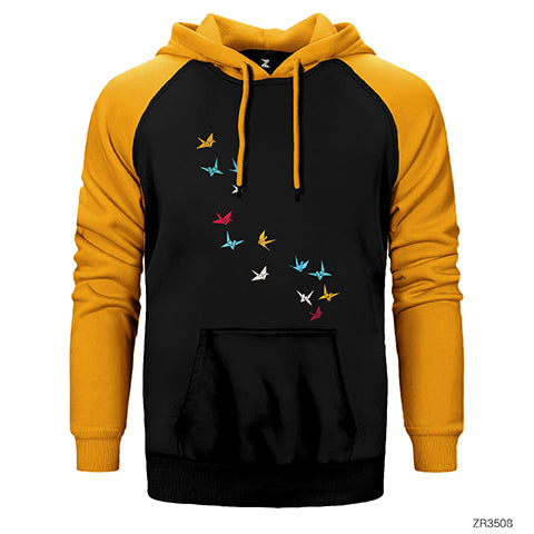 Flying Papers as Birds Çift Renk Reglan Kol Sweatshirt / Hoodie