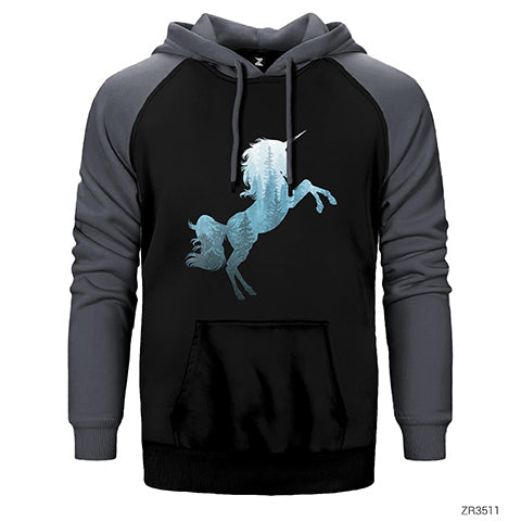 Unicorn Orman Çift Renk Reglan Kol Sweatshirt / Hoodie