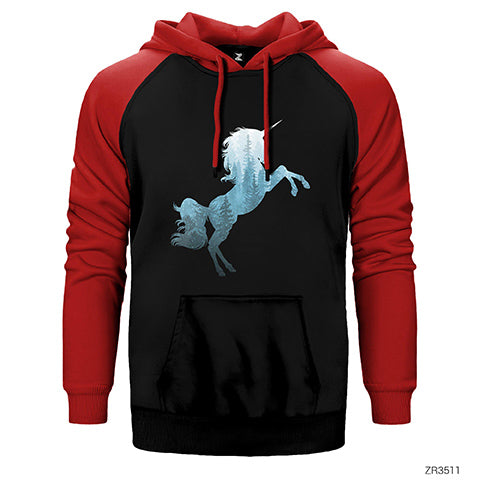 Unicorn Orman Çift Renk Reglan Kol Sweatshirt / Hoodie