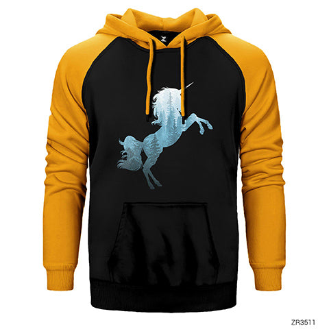 Unicorn Orman Çift Renk Reglan Kol Sweatshirt / Hoodie