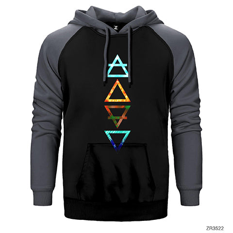 Elemantal Üçgen Çift Renk Reglan Kol Sweatshirt / Hoodie