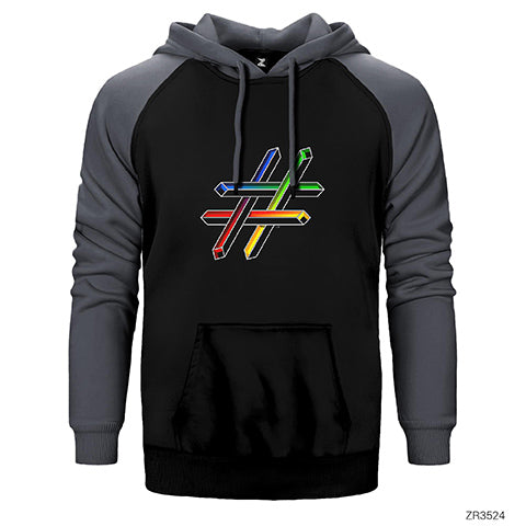 Hashtag Çift Renk Reglan Kol Sweatshirt / Hoodie