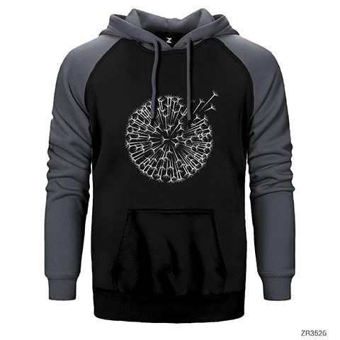 Karahindiba Çiçeği Çift Renk Reglan Kol Sweatshirt / Hoodie