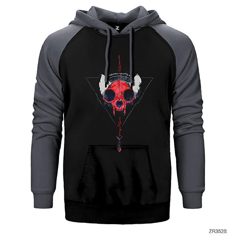 Kuru Kafa Mührü Çift Renk Reglan Kol Sweatshirt / Hoodie