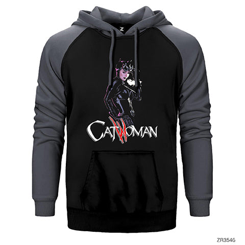 Catwoman Çift Renk Reglan Kol Sweatshirt / Hoodie