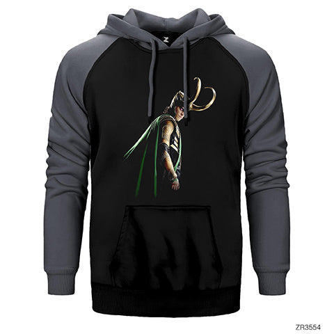 Horned Loki Çift Renk Reglan Kol Sweatshirt / Hoodie
