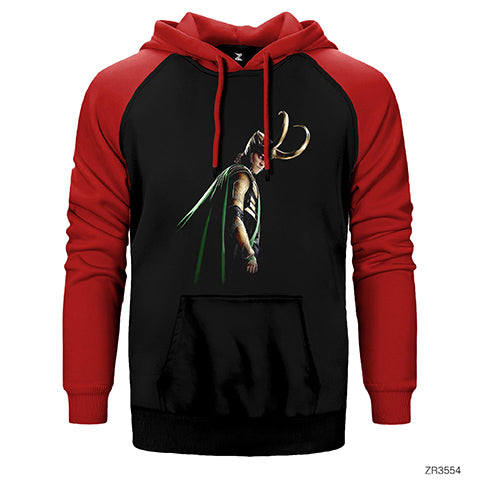Horned Loki Çift Renk Reglan Kol Sweatshirt / Hoodie