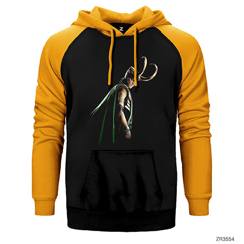 Horned Loki Çift Renk Reglan Kol Sweatshirt / Hoodie