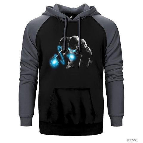 Iron Man Laser Çift Renk Reglan Kol Sweatshirt / Hoodie