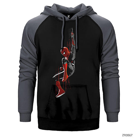 Spiderman Splash Çift Renk Reglan Kol Sweatshirt / Hoodie
