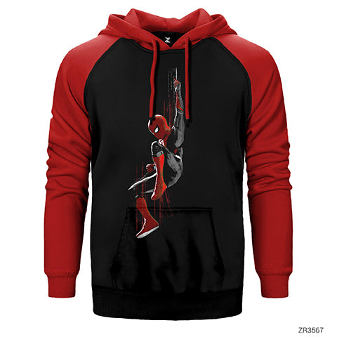 Spiderman Splash Çift Renk Reglan Kol Sweatshirt / Hoodie