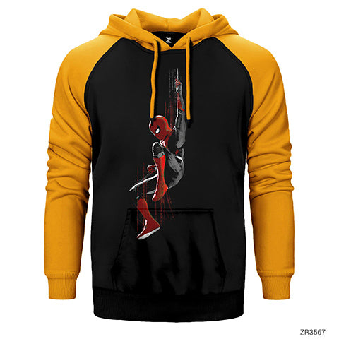 Spiderman Splash Çift Renk Reglan Kol Sweatshirt / Hoodie