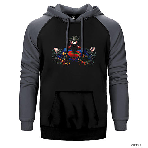 Superman Break Your Chains Çift Renk Reglan Kol Sweatshirt / Hoodie