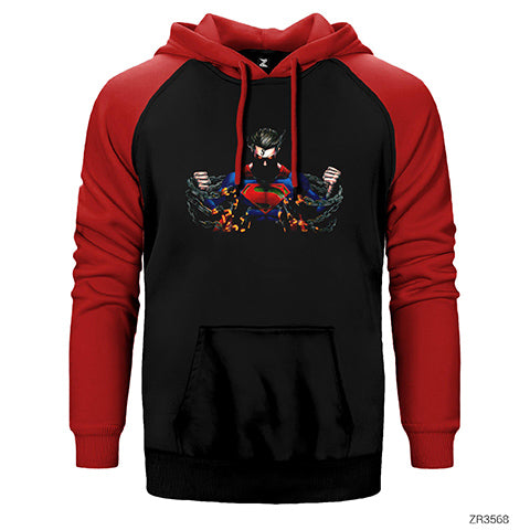Superman Break Your Chains Çift Renk Reglan Kol Sweatshirt / Hoodie