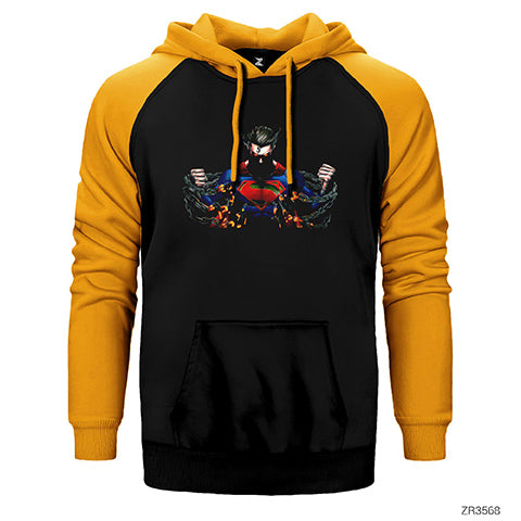 Superman Break Your Chains Çift Renk Reglan Kol Sweatshirt / Hoodie