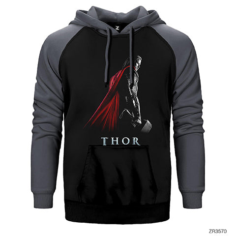Thor Worthy of Mjolnir Çift Renk Reglan Kol Sweatshirt / Hoodie