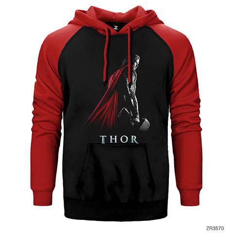 Thor Worthy of Mjolnir Çift Renk Reglan Kol Sweatshirt / Hoodie