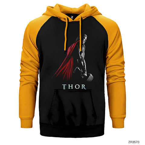 Thor Worthy of Mjolnir Çift Renk Reglan Kol Sweatshirt / Hoodie