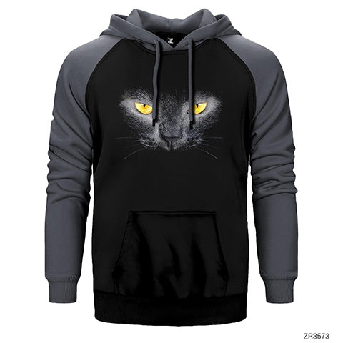 Angry Cat Çift Renk Reglan Kol Sweatshirt / Hoodie