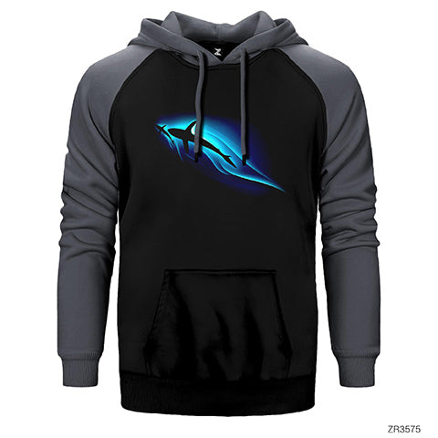 Killer Whale Çift Renk Reglan Kol Sweatshirt / Hoodie