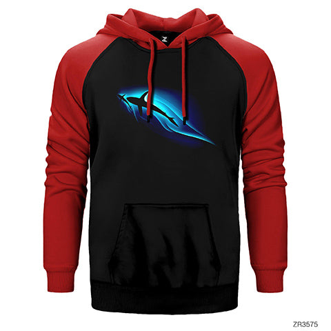 Killer Whale Çift Renk Reglan Kol Sweatshirt / Hoodie