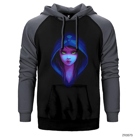 Anime Chemical Girl Çift Renk Reglan Kol Sweatshirt / Hoodie
