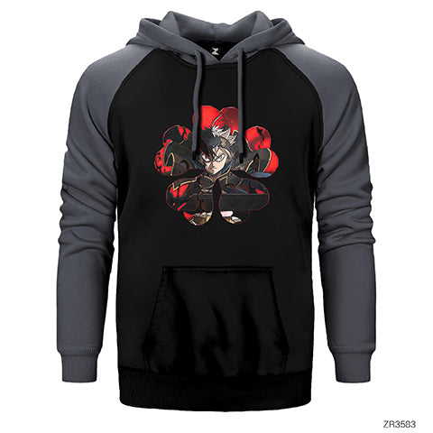 Black Clover Five Clover Çift Renk Reglan Kol Sweatshirt / Hoodie