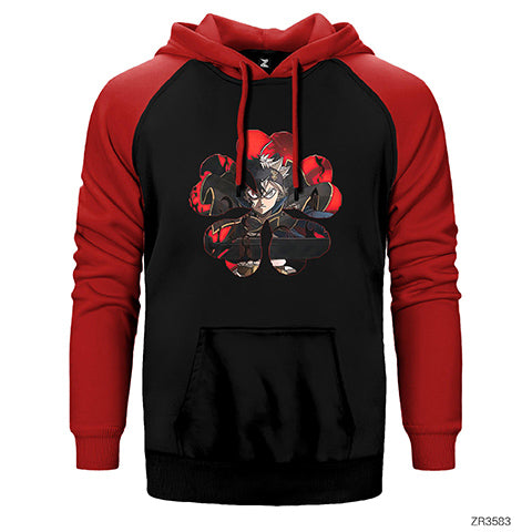 Black Clover Five Clover Çift Renk Reglan Kol Sweatshirt / Hoodie
