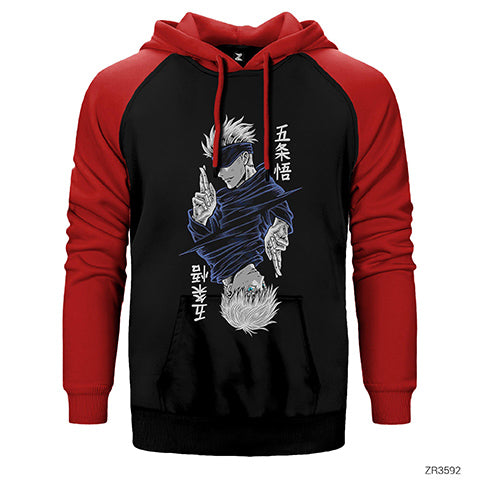 Gojo Satoru Jujutsu Çift Renk Reglan Kol Sweatshirt / Hoodie