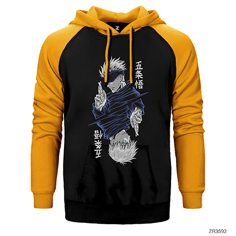 Gojo Satoru Jujutsu Çift Renk Reglan Kol Sweatshirt / Hoodie