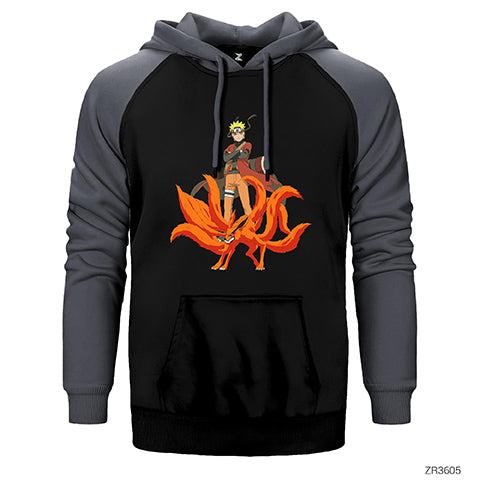 Naruto Kyubie Çift Renk Reglan Kol Sweatshirt / Hoodie