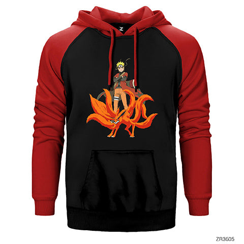 Naruto Kyubie Çift Renk Reglan Kol Sweatshirt / Hoodie