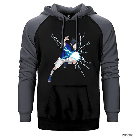 Naruto Uchia Sasuke Çift Renk Reglan Kol Sweatshirt / Hoodie