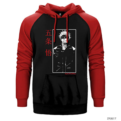 Satoru Jujutsu Kaisen Çift Renk Reglan Kol Sweatshirt / Hoodie