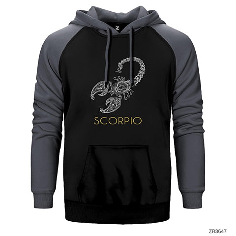 Akrep Burç Retro Çift Renk Reglan Kol Sweatshirt / Hoodie