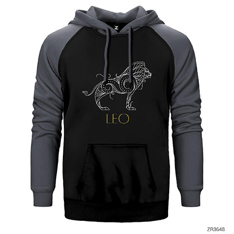 Aslan Burç Retro Çift Renk Reglan Kol Sweatshirt / Hoodie
