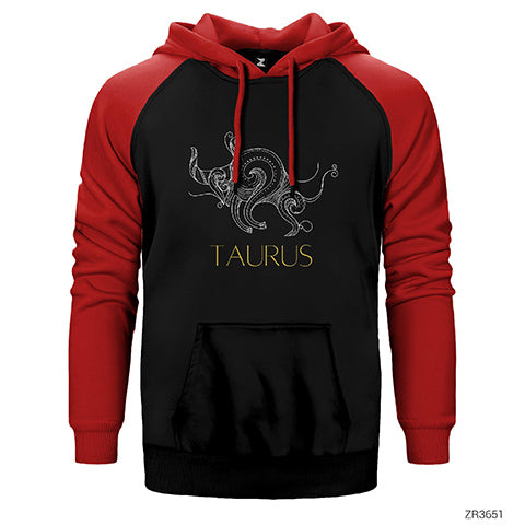 Buğa Burç Retro Çift Renk Reglan Kol Sweatshirt / Hoodie