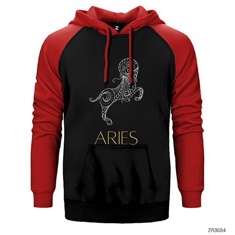 Koç Burç Retro Çift Renk Reglan Kol Sweatshirt / Hoodie