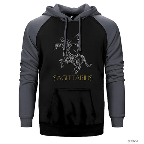 Yay Burç Retro Çift Renk Reglan Kol Sweatshirt / Hoodie