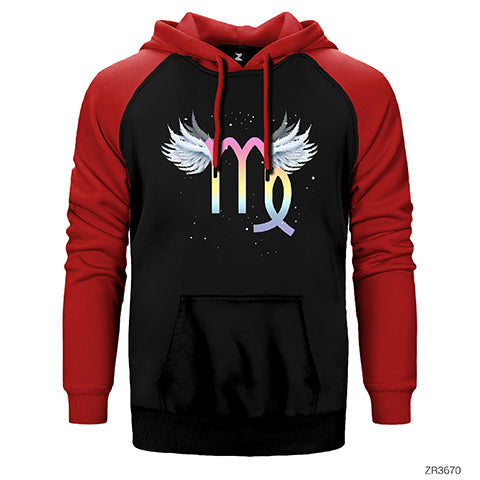 Başak Burcu Kanatlar Çift Renk Reglan Kol Sweatshirt / Hoodie